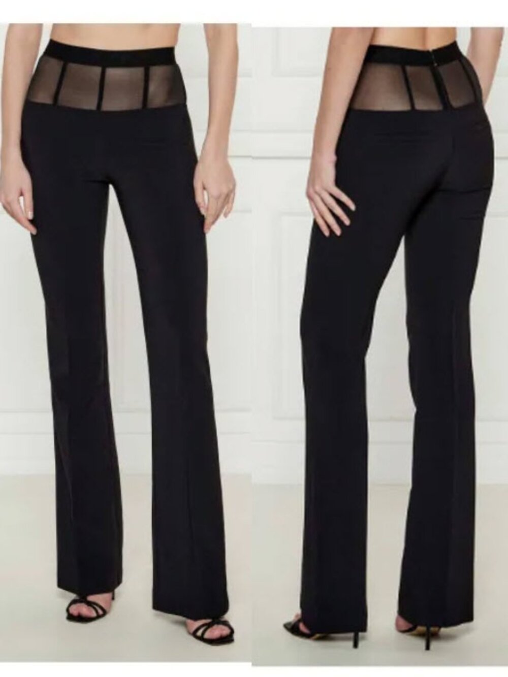 Elisabetta Franchi Tulle Waist Flare Trousers Lingerie Chic Black  Size 10, 46